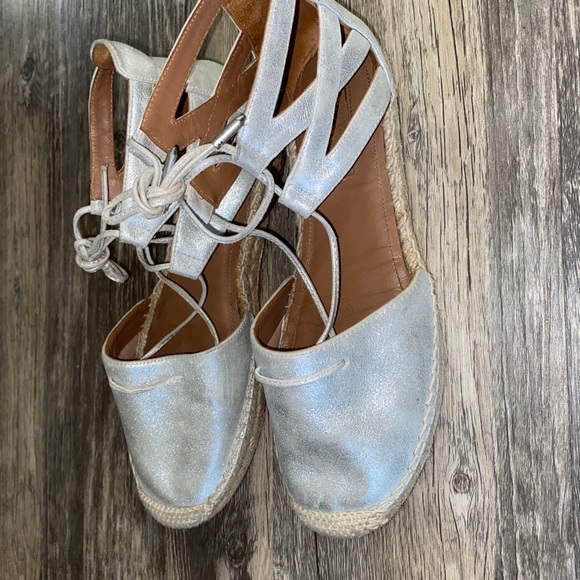 Aquazzura Metallic Silver Leather Espadrilles - Picture 3 of 4